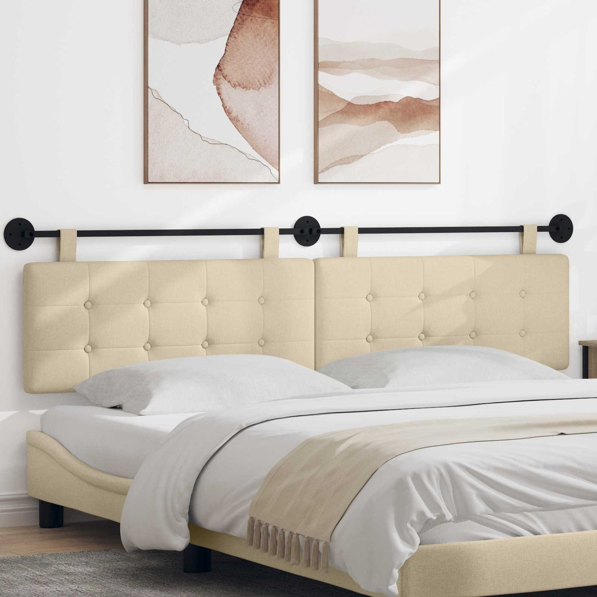 Hangend hoofdbord Crème Stof is nu te koop bij PeponiXL, paradijselijk wonen!