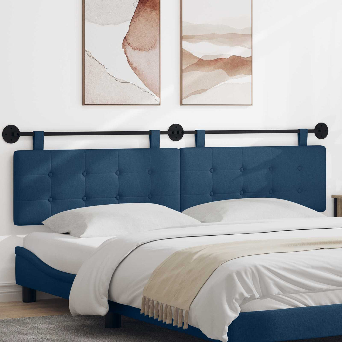 Hangend hoofdbord Blauw Stof is nu te koop bij PeponiXL, paradijselijk wonen!