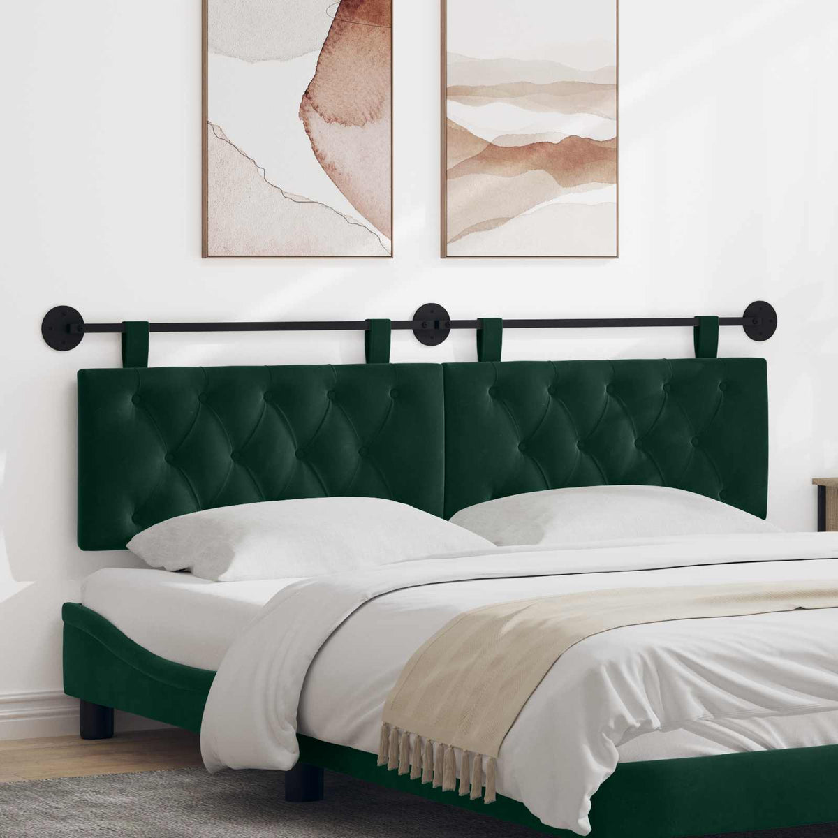 Hangend hoofdbord Donkergroen Fluweel is nu te koop bij PeponiXL, paradijselijk wonen!