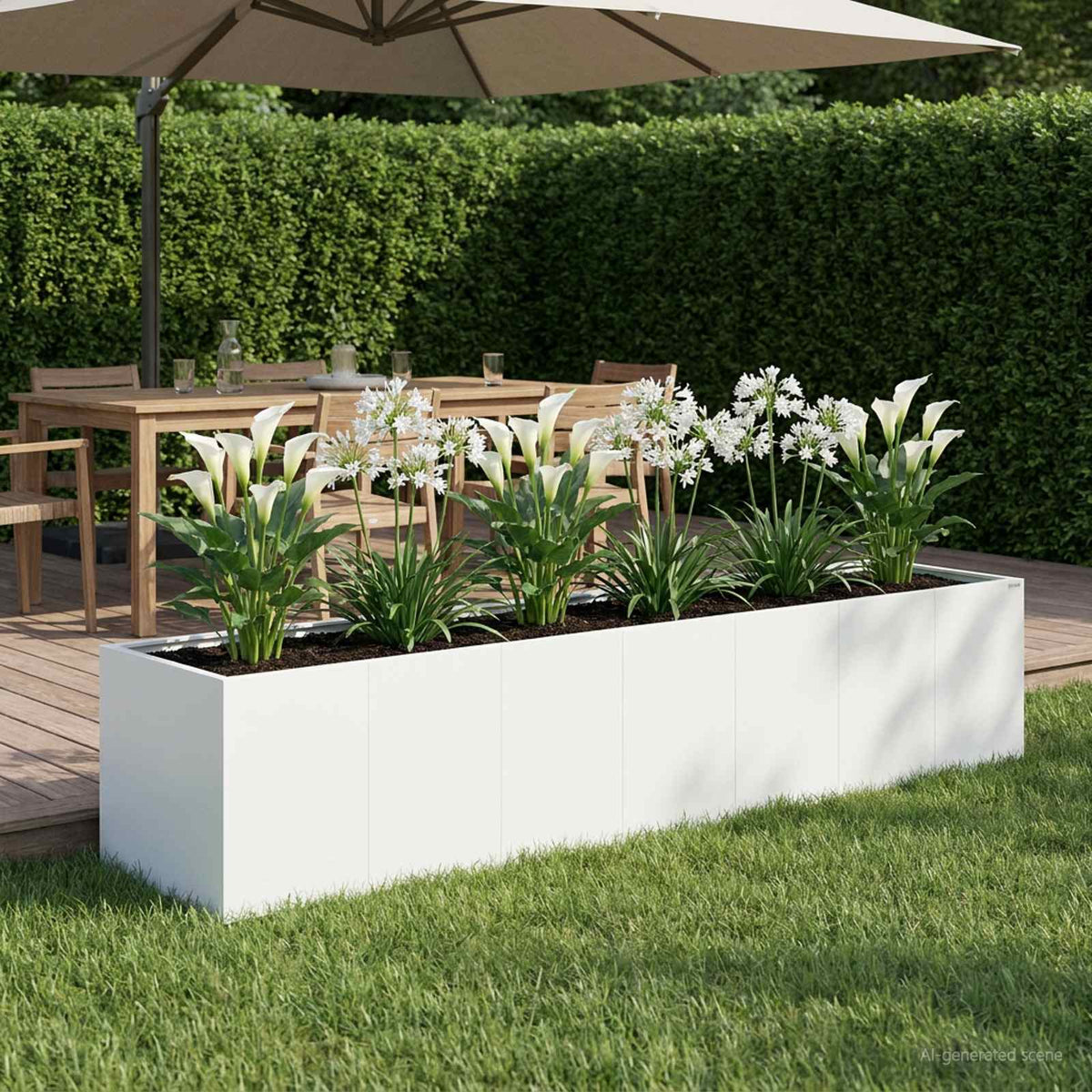 Plantenbak Wit 280 x 80 x 60 cm Koudgewalst staal is nu te koop bij PeponiXL, paradijselijk wonen!