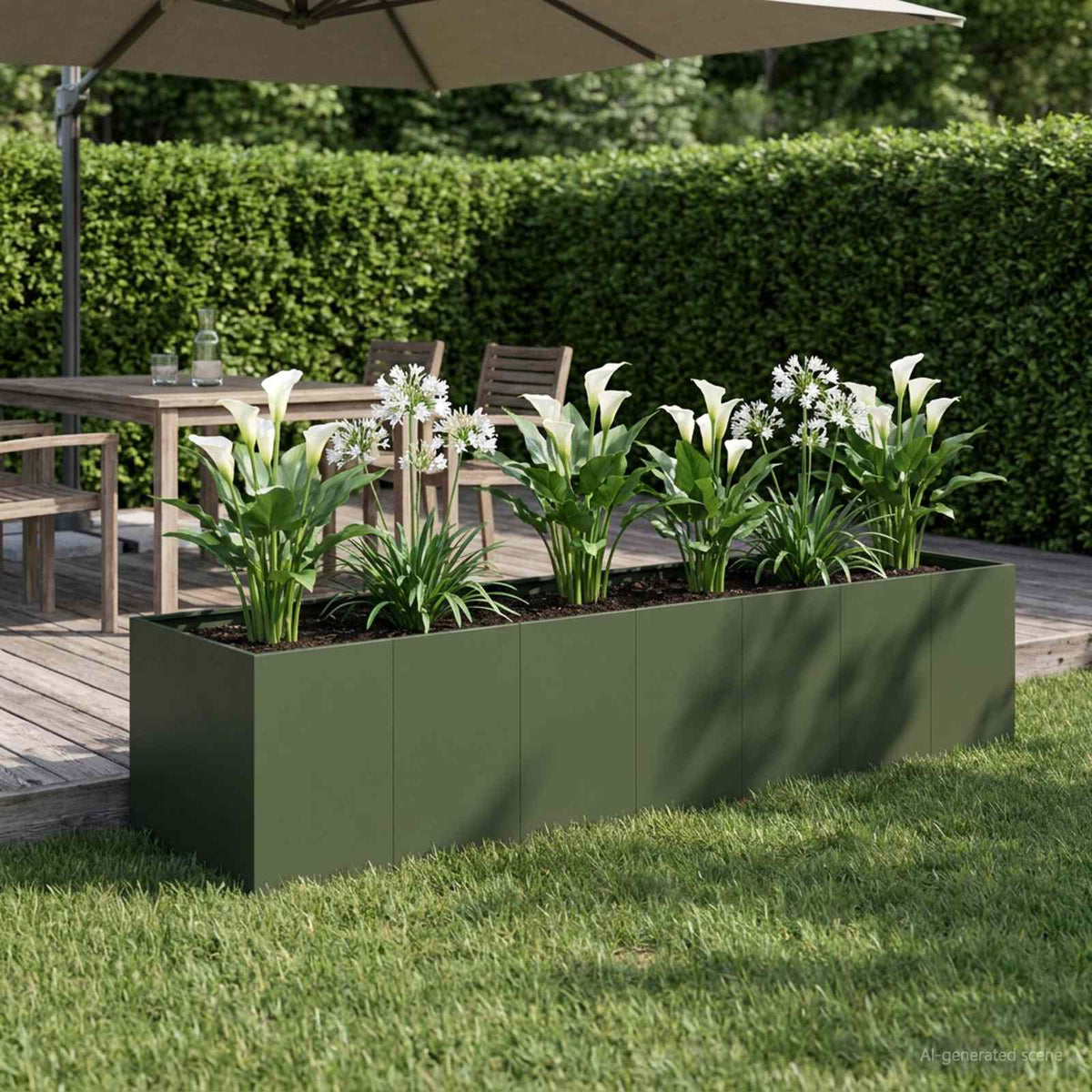 Plantenbak Olijfgroen 280 x 80 x 60 cm Koudgewalst staal is nu te koop bij PeponiXL, paradijselijk wonen!