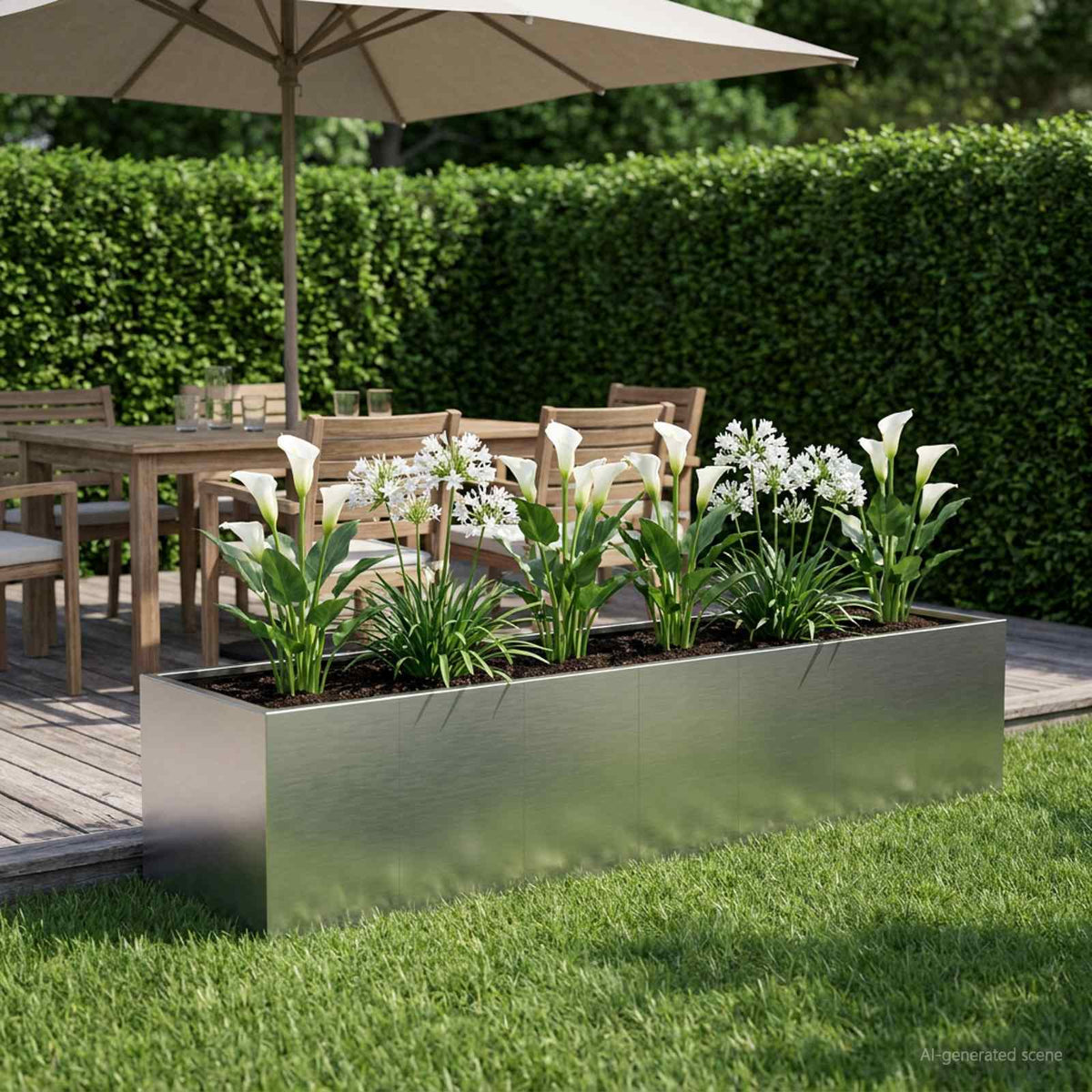 Plantenbak zilver 280 x 80 x 60 cm Roestvrij staal is nu te koop bij PeponiXL, paradijselijk wonen!