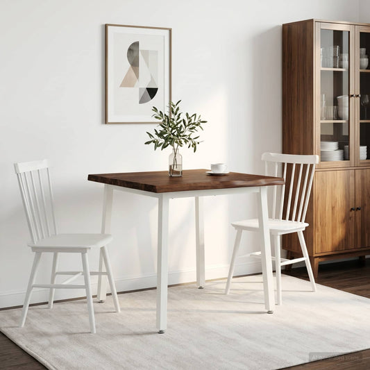 vidaXL 90 x 90 x 75 cm Massief Acaciahout Donkerbruin en Wit Vierkant