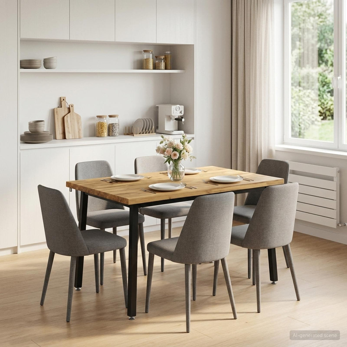 vidaXL 120 x 80 x 75 cm Massief Acaciahout Wit en zwart Rechthoekig