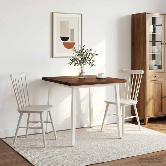 vidaXL 70 x 70 x 75 cm Massief Acaciahout Donkerbruin en Wit Vierkant