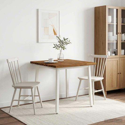 vidaXL 90 x 90 x 75 cm Massief Acaciahout Natuurlijk en Wit Vierkant
