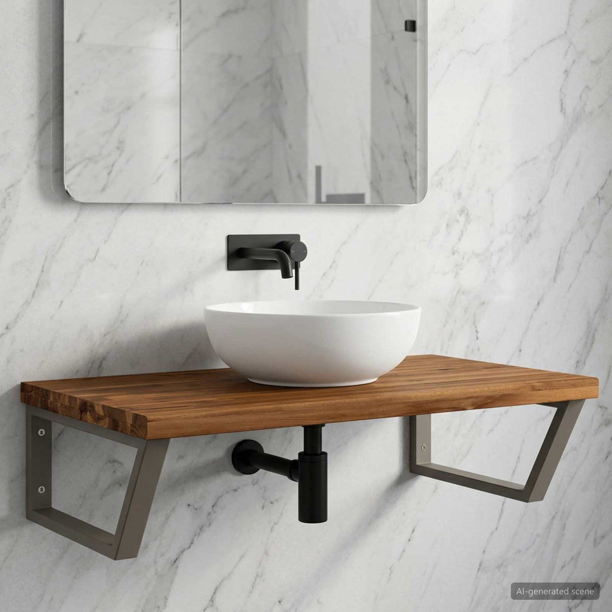 Live Edge Wandplank voor Wastafel Natuurlijk en Koffie is nu te koop bij PeponiXL, paradijselijk wonen!