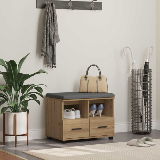 Schoenbank met kussen Artisanaal eiken 60 x 38 x 46 cm is nu te koop bij PeponiXL, paradijselijk wonen!