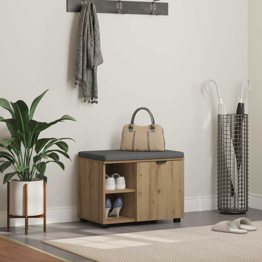 Schoenbank met kussen Artisanaal eiken 60 x 38 x 46 cm is nu te koop bij PeponiXL, paradijselijk wonen!
