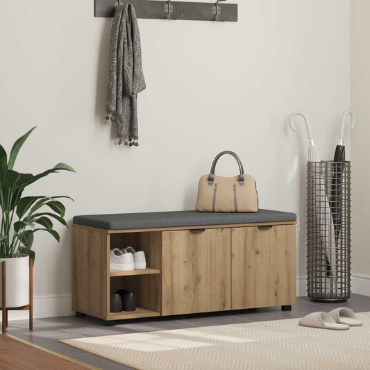Schoenbank met kussen Artisanaal eiken 100 x 38 x 46 cm is nu te koop bij PeponiXL, paradijselijk wonen!