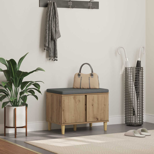 Schoenbank met kussen Artisanaal eiken 60 x 38 x 46 cm is nu te koop bij PeponiXL, paradijselijk wonen!