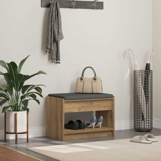 Schoenbank met kussen Artisanaal eiken 63 x 38 x 45 cm is nu te koop bij PeponiXL, paradijselijk wonen!