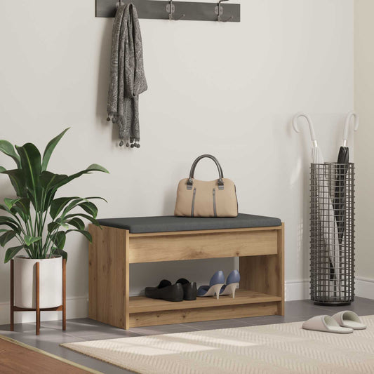 Schoenbank met kussen Artisanaal eiken 83 x 38 x 45 cm is nu te koop bij PeponiXL, paradijselijk wonen!