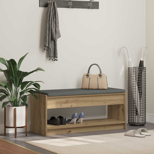 Schoenbank met kussen Artisanaal eiken 103 x 38 x 45 cm is nu te koop bij PeponiXL, paradijselijk wonen!