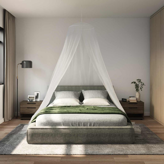 Klamboe voor bed 3 pcs 156 mesh Wit ⌀56 x 220 cm Polyester is nu te koop bij PeponiXL, paradijselijk wonen!