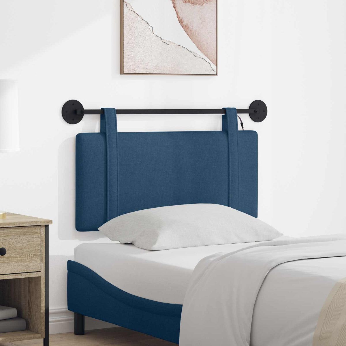 Hangend hoofdbord Met LED-verlichting Blauw Stof is nu te koop bij PeponiXL, paradijselijk wonen!