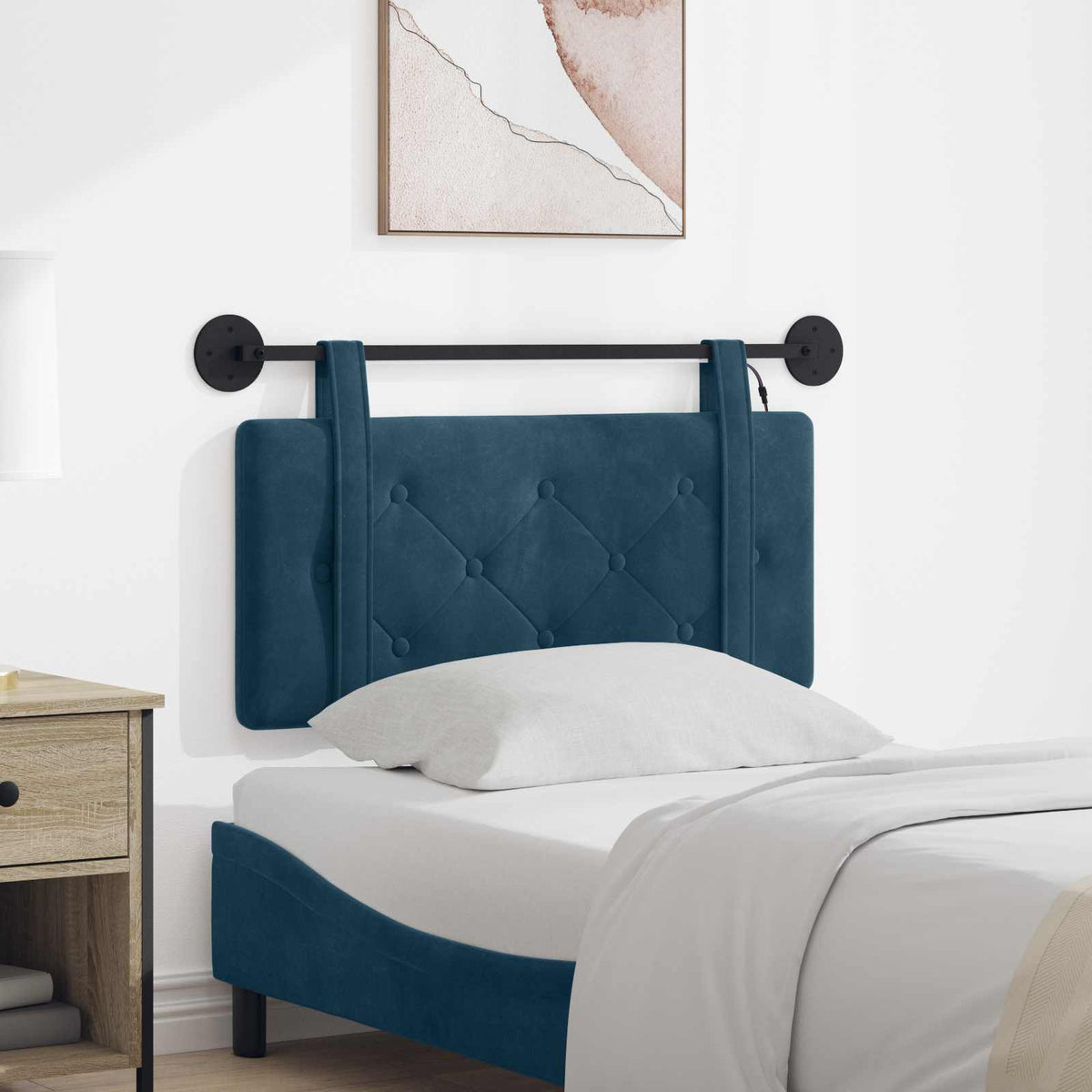 Hangend hoofdbord Met LED-verlichting Blauw Fluweel is nu te koop bij PeponiXL, paradijselijk wonen!