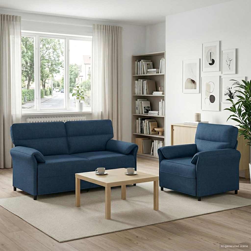Bankstel 2 st Blauw Stof is nu te koop bij PeponiXL, paradijselijk wonen!