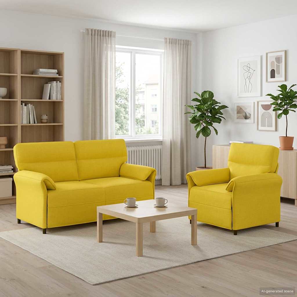 Bankstel 2 st Lichtgeel Stof is nu te koop bij PeponiXL, paradijselijk wonen!