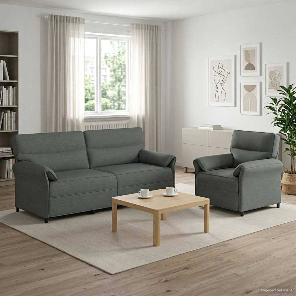Bankstel 2 st Donkergrijs Stof is nu te koop bij PeponiXL, paradijselijk wonen!