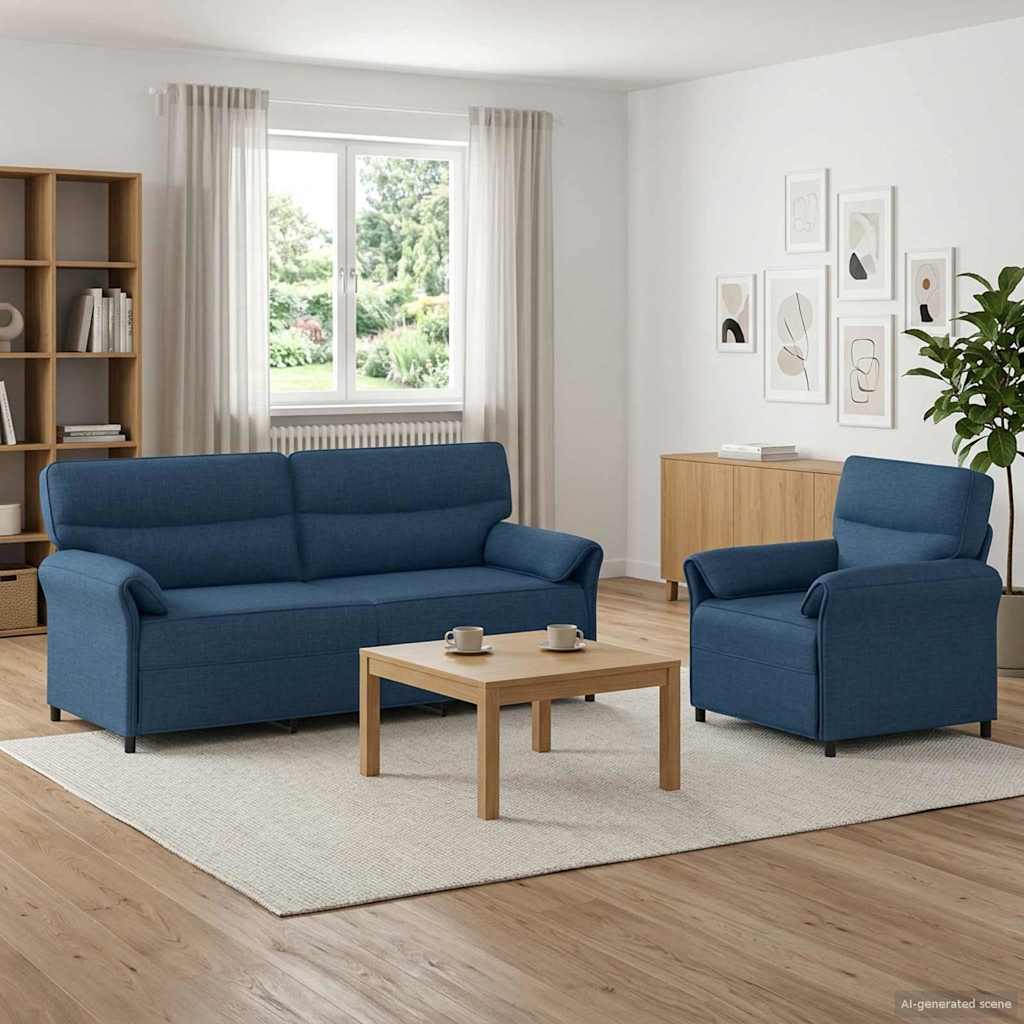 Bankstel 2 st Blauw Stof is nu te koop bij PeponiXL, paradijselijk wonen!