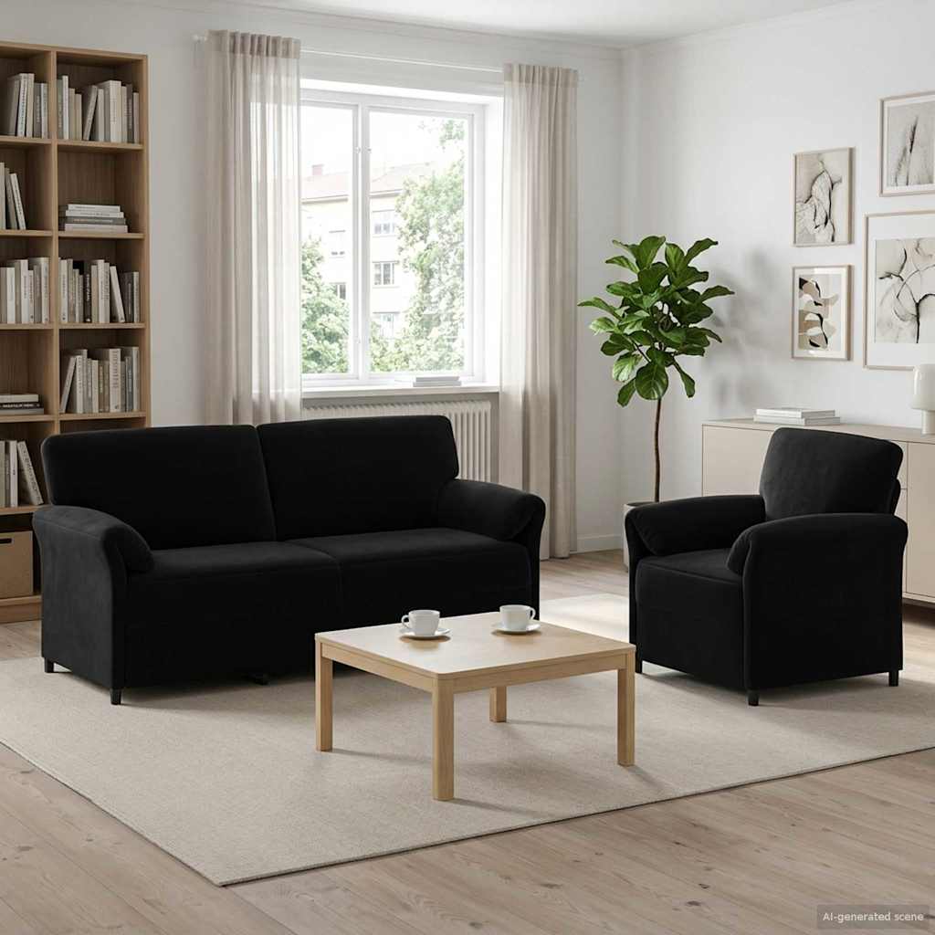 Bankstel 2 st Zwart Fluweel is nu te koop bij PeponiXL, paradijselijk wonen!