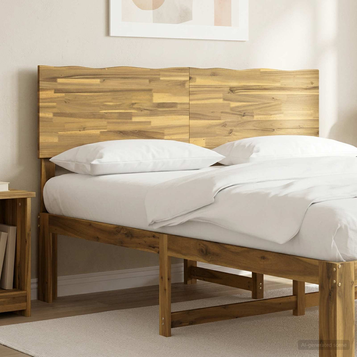 Live Edge Hoofdbord ROSTOCK Wit 160 cm Massief Acaciahout is nu te koop bij PeponiXL, paradijselijk wonen!