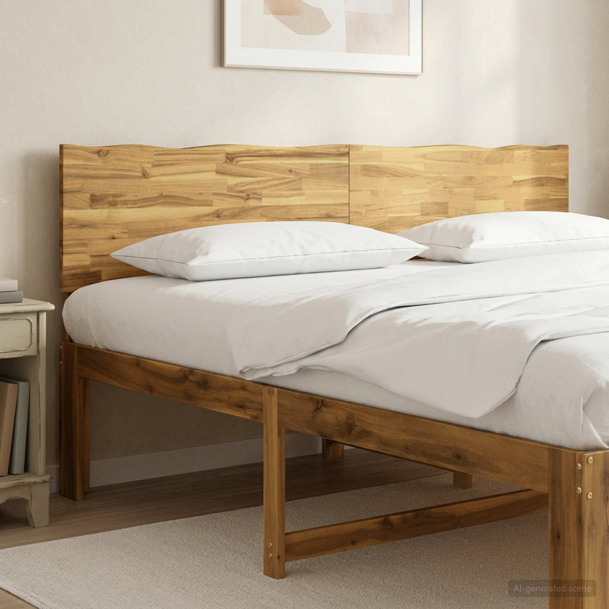Live Edge Hoofdbord ROSTOCK Wit 200 cm Massief Acaciahout is nu te koop bij PeponiXL, paradijselijk wonen!