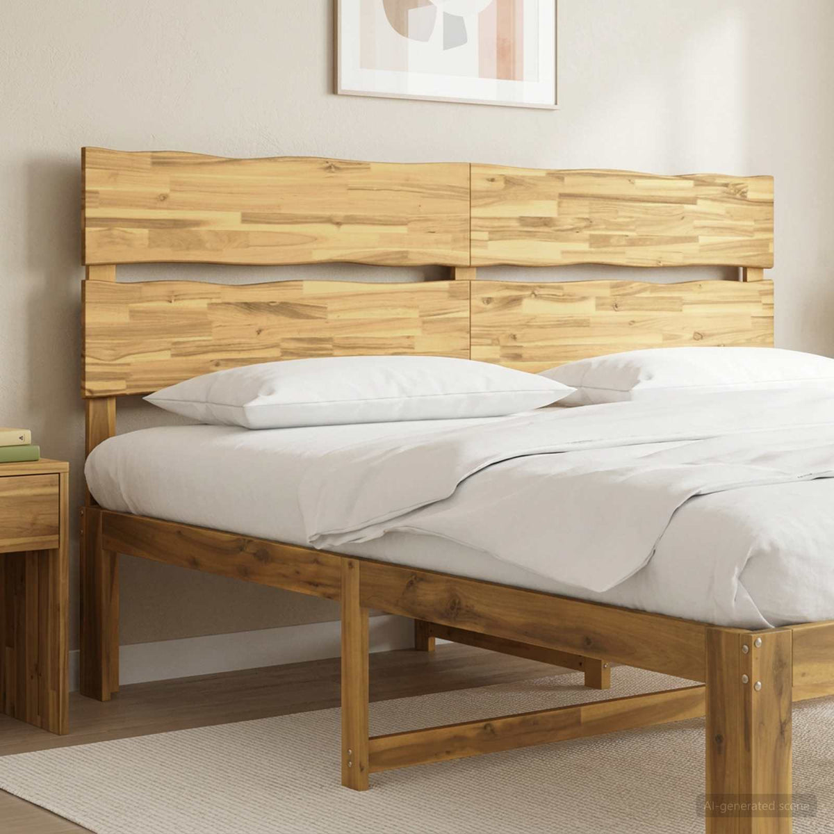 vidaXL Live Edge Hoofdbord ROSTOCK Wit 180 cm Massief Acaciahout