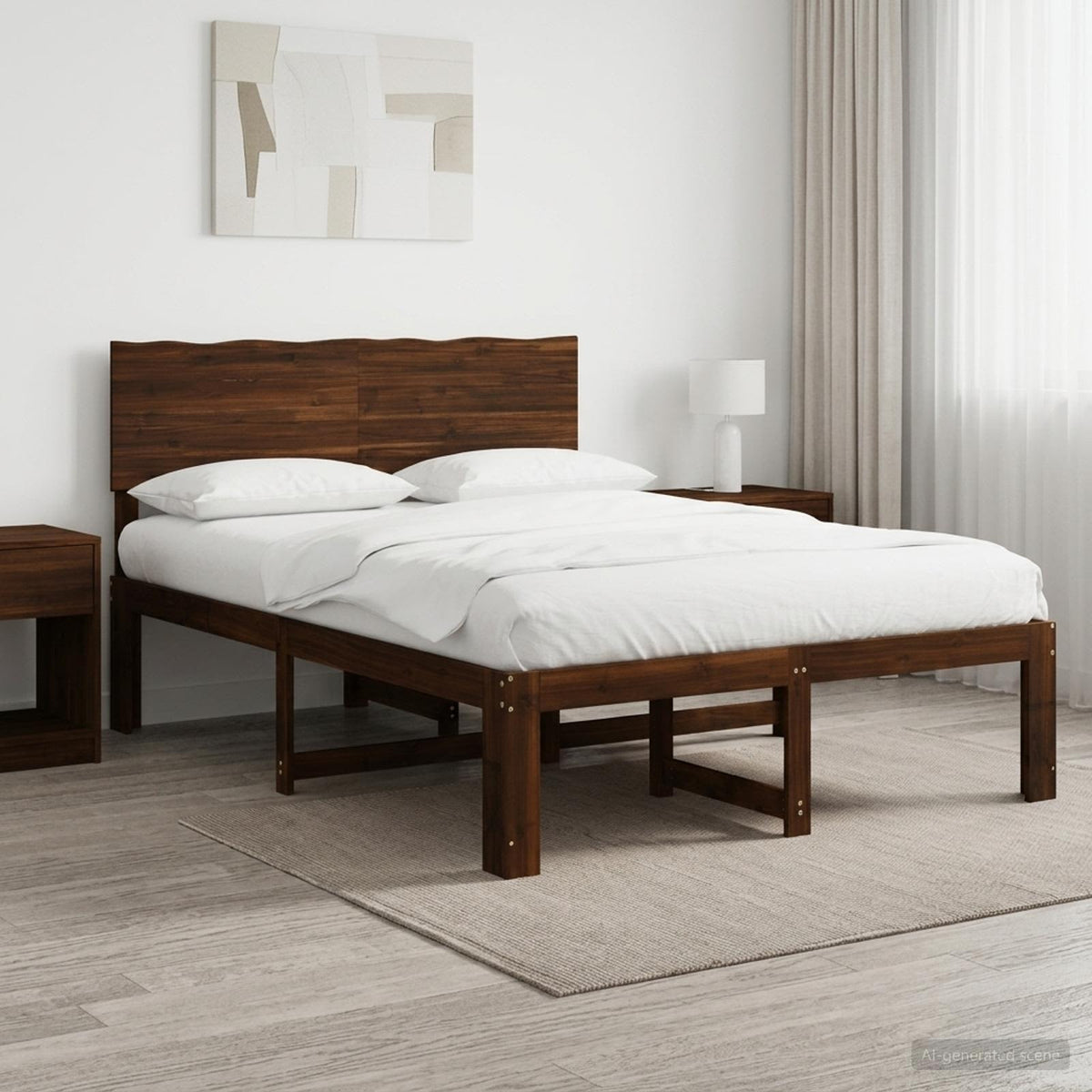 vidaXL Tweepersoonsbed met hoofdeinde ROSTOCK Donkerbruin 120 x 200 cm