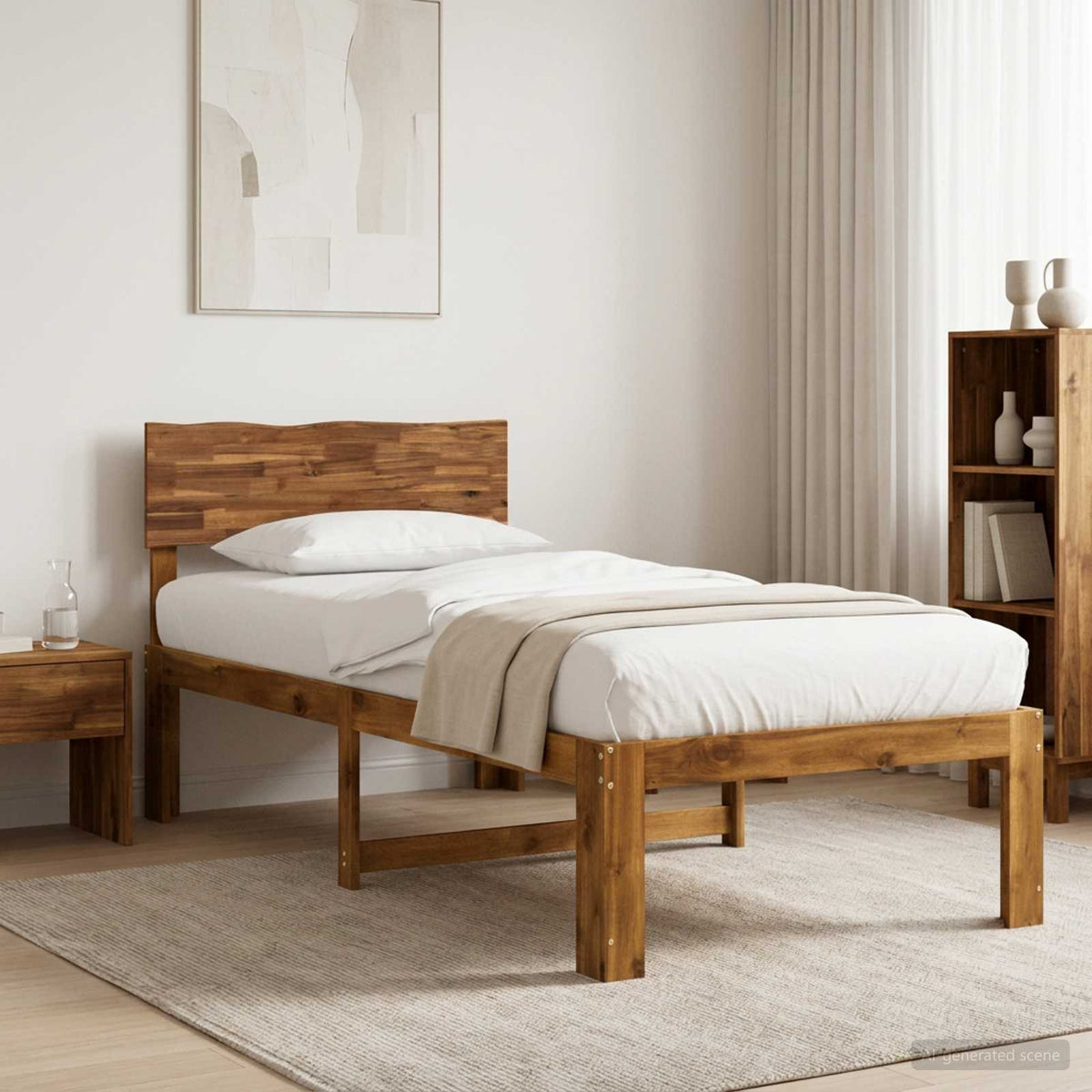 vidaXL Eenpersoonsbed met hoofdbord ROSTOCK Naturel 90 x 190 cm