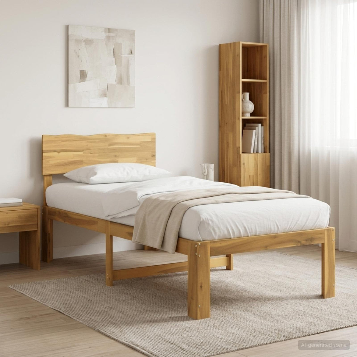 Eenpersoonsbed met hoofdbord ROSTOCK Wit 90 x 200 cm is nu te koop bij PeponiXL, paradijselijk wonen!
