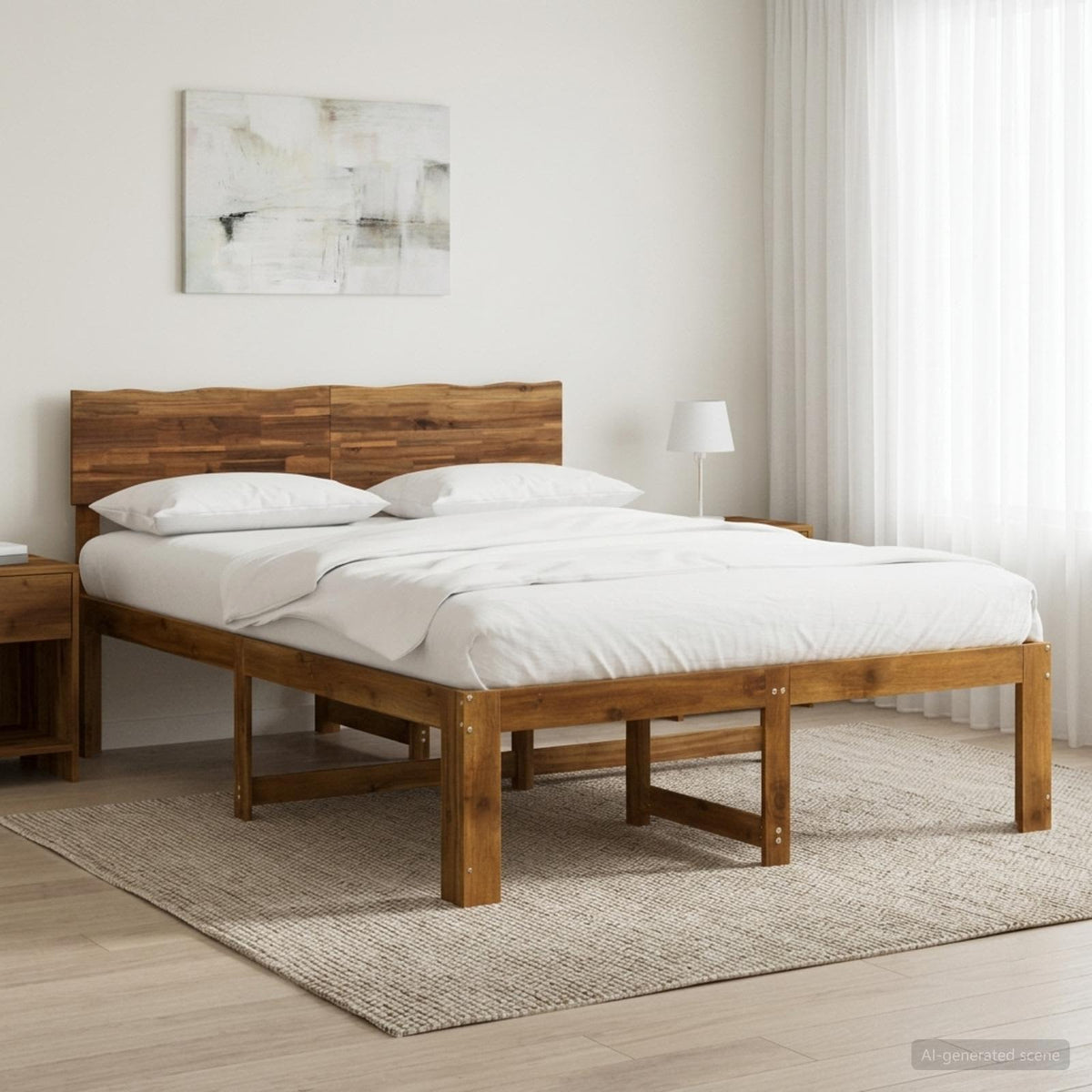 vidaXL Tweepersoonsbed met hoofdeinde ROSTOCK Naturel 120 x 200 cm