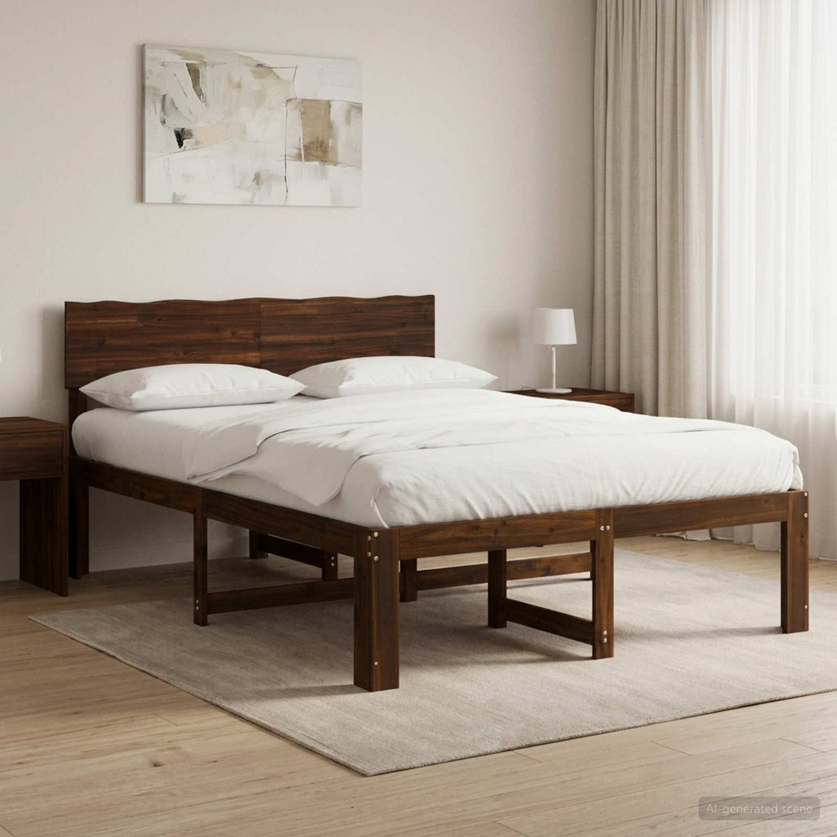 Tweepersoonsbed met hoofdeinde ROSTOCK Donkerbruin 140 x 200 cm is nu te koop bij PeponiXL, paradijselijk wonen!