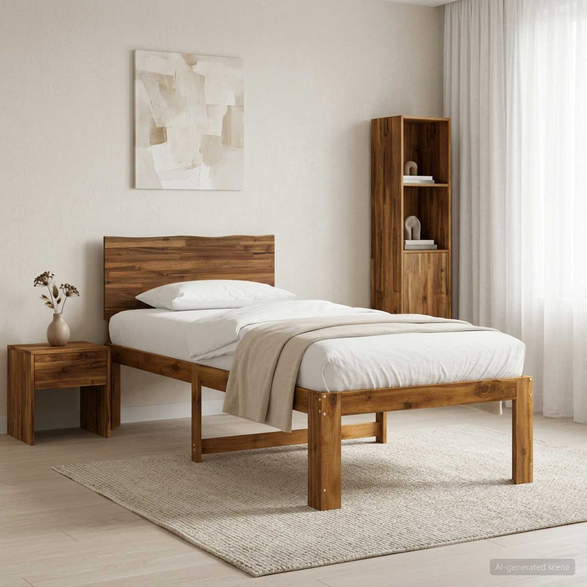 vidaXL Eenpersoonsbed met hoofdbord ROSTOCK Naturel 90 x 190 cm