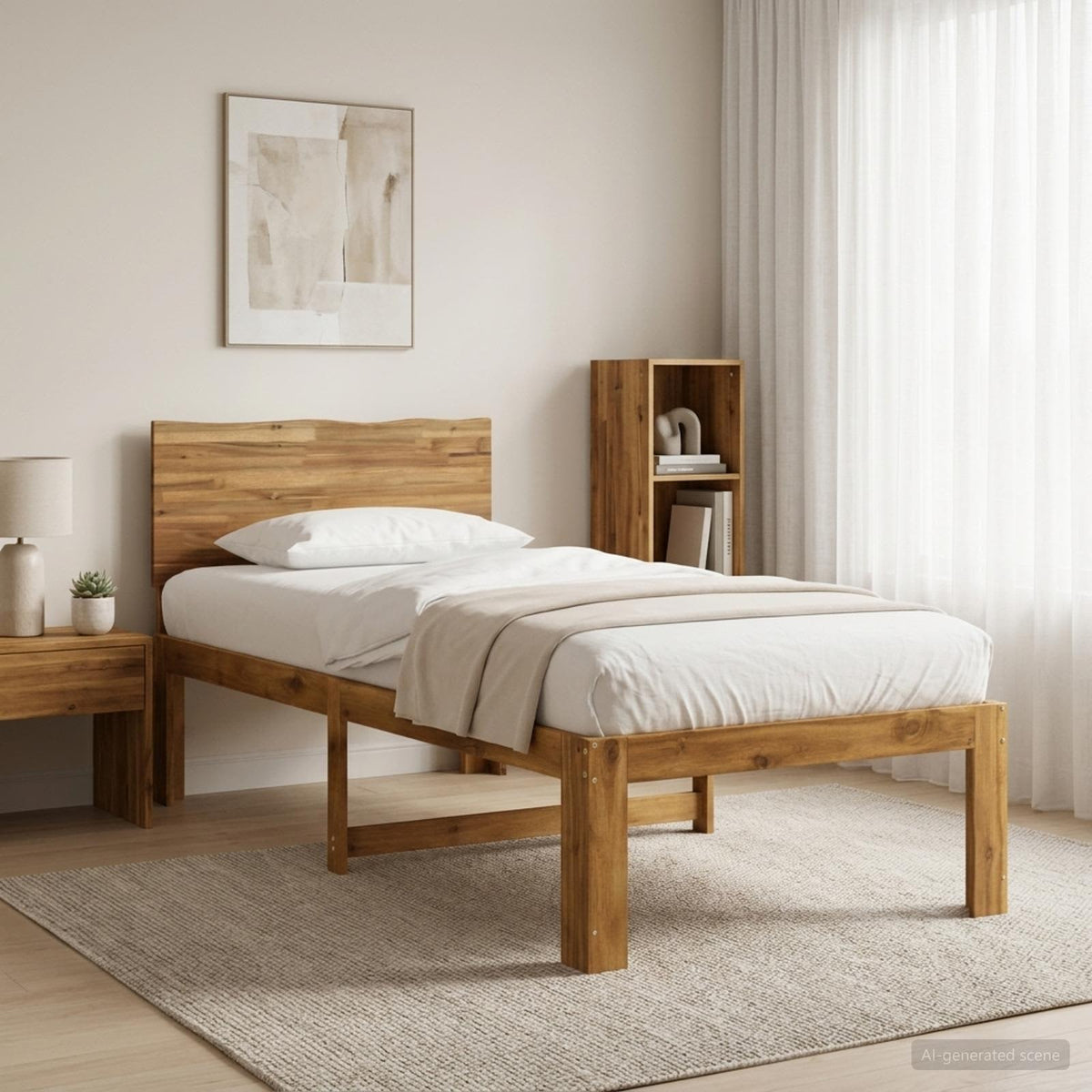 vidaXL Eenpersoonsbed met hoofdbord ROSTOCK Naturel 80 x 200 cm