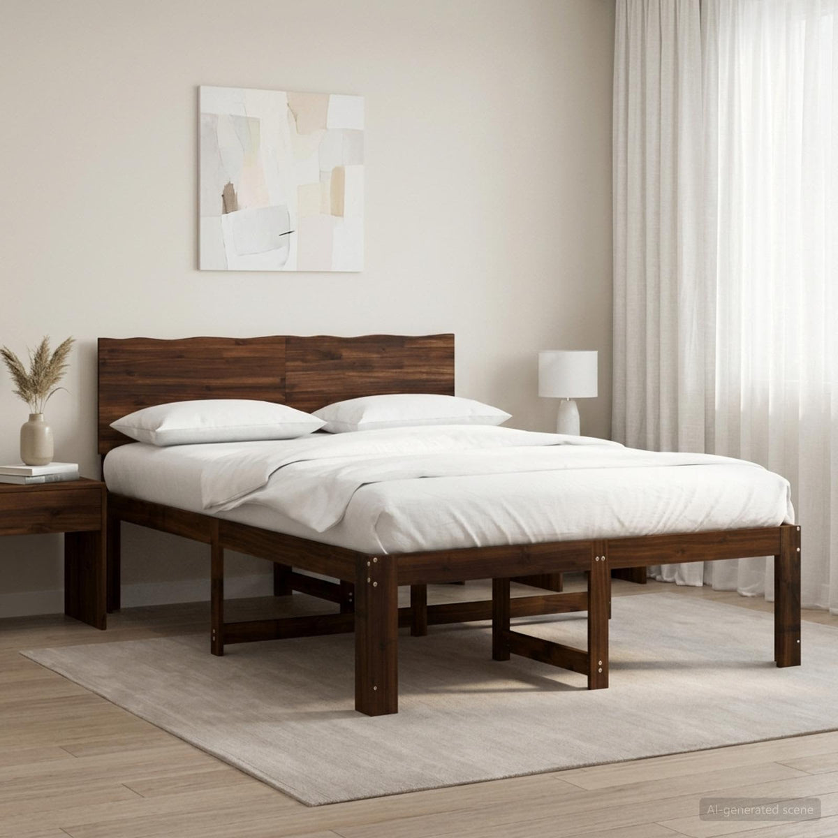 vidaXL Tweepersoonsbed met hoofdeinde ROSTOCK Donkerbruin 120 x 200 cm