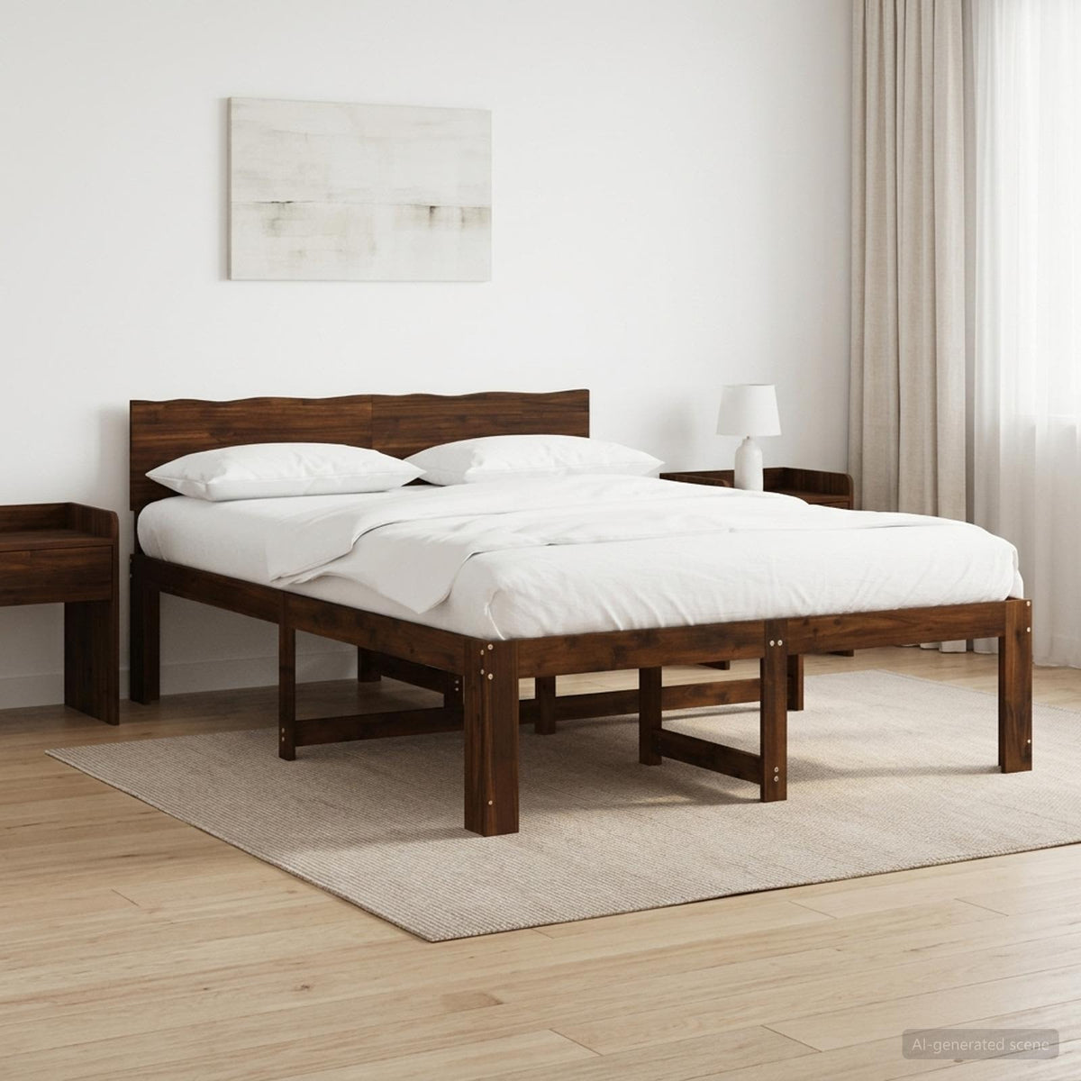 vidaXL Tweepersoonsbed met hoofdeinde ROSTOCK Donkerbruin 135 x 190 cm
