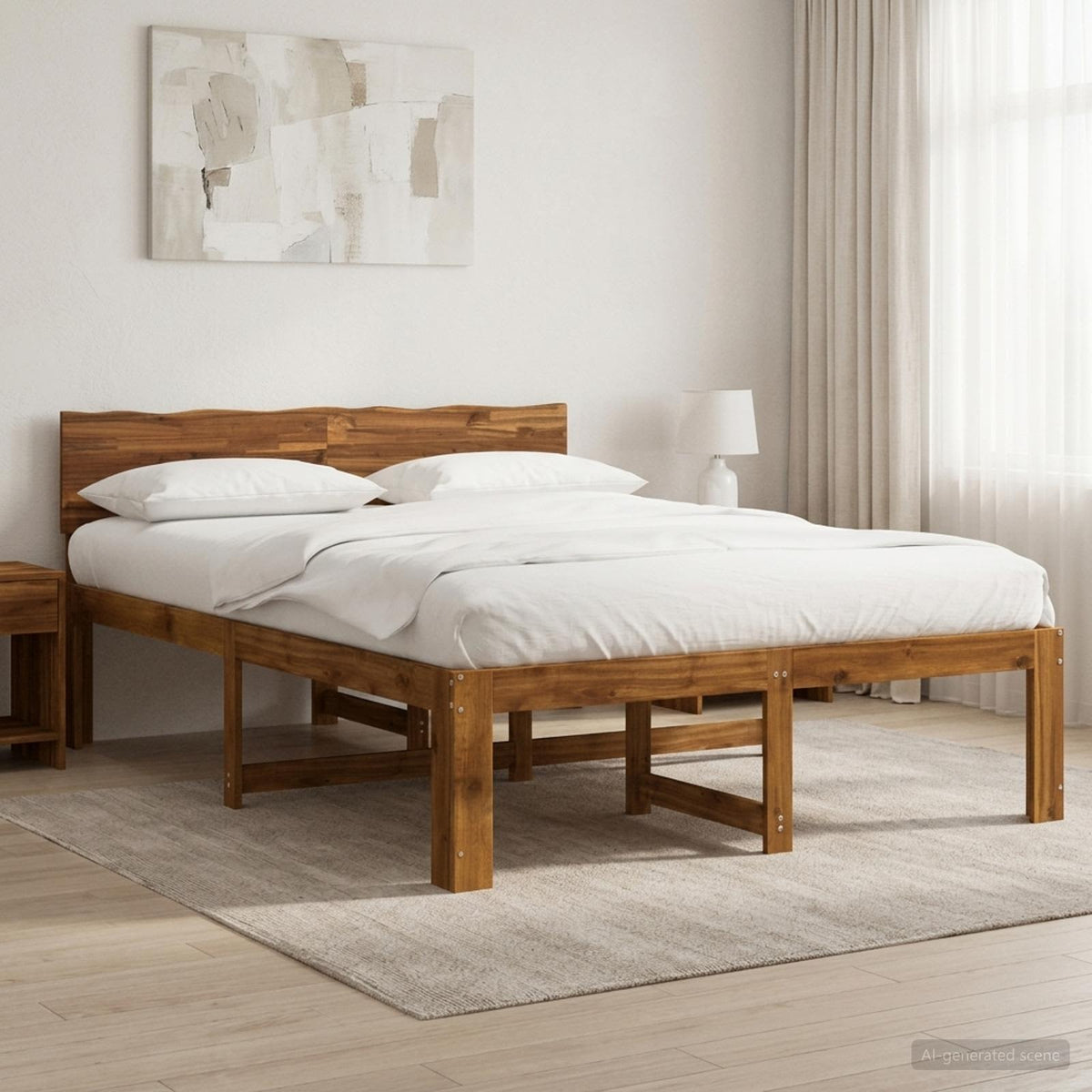 Tweepersoonsbed met hoofdeinde ROSTOCK Naturel 120 x 200 cm is nu te koop bij PeponiXL, paradijselijk wonen!