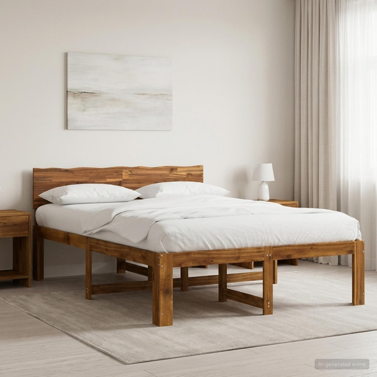 vidaXL Tweepersoonsbed met hoofdeinde ROSTOCK Naturel 140 x 200 cm