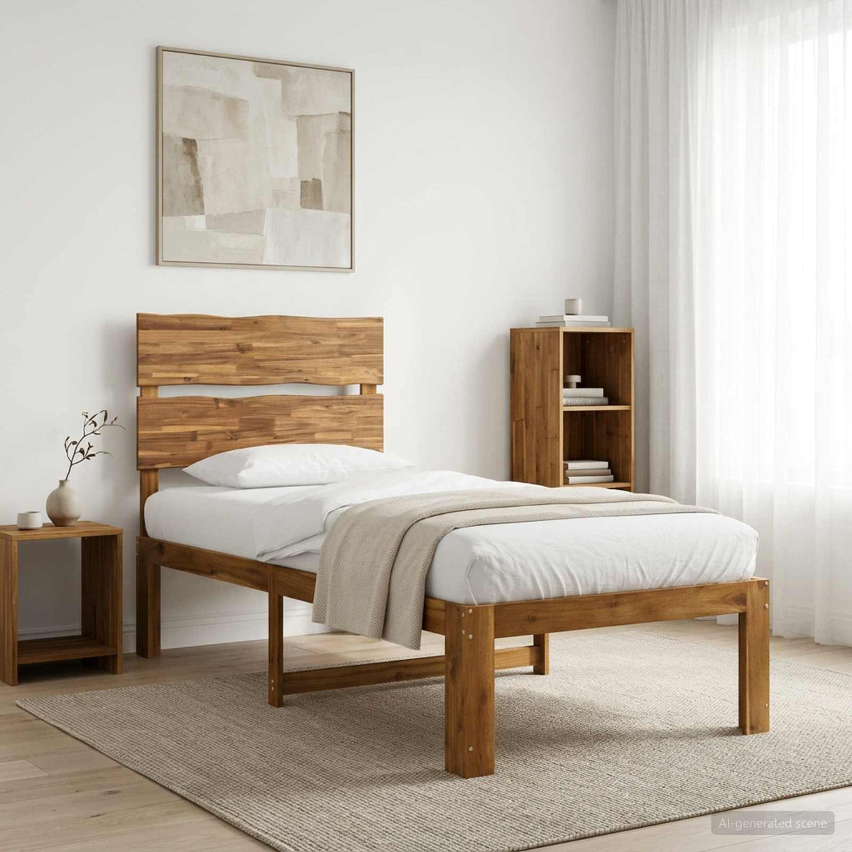 vidaXL Eenpersoonsbed met hoofdbord ROSTOCK Naturel 90 x 190 cm