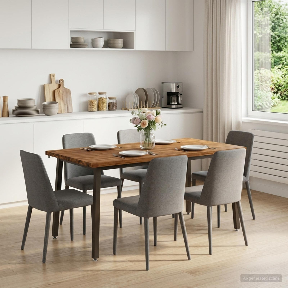 vidaXL Vierkante Eettafel 160 x 70 x 75 cm Massief Acaciahout Naturel