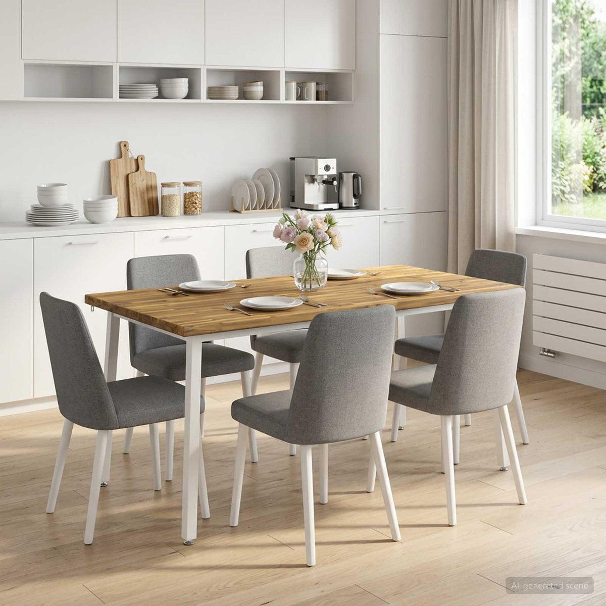 Vierkante Eettafel 160 x 70 x 75 cm Massief Acaciahout Wit is nu te koop bij PeponiXL, paradijselijk wonen!