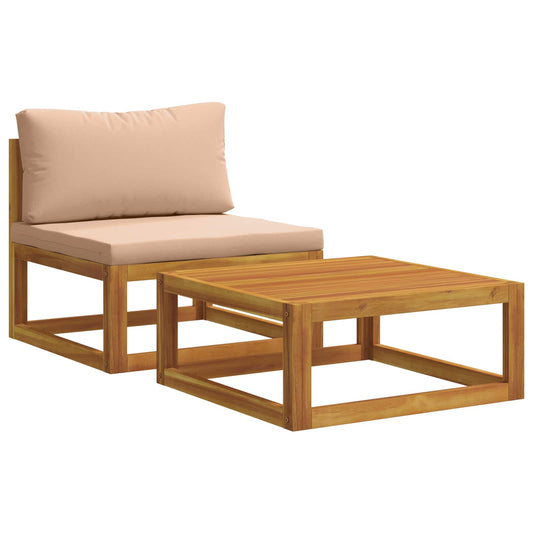 Hoekbank met kussens 100 % polyester Massief Acacia Naturel is nu te koop bij PeponiXL, paradijselijk wonen!