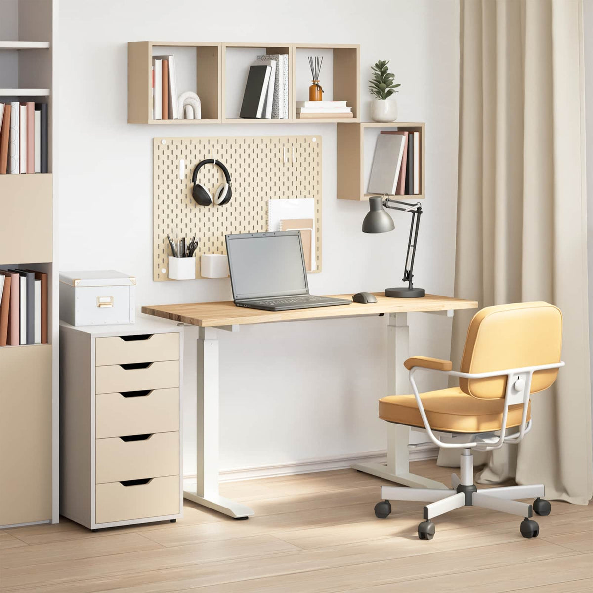 Bureau Wit en Natuurlijk 120 x 60 cm Massief Eikenhout is nu te koop bij PeponiXL, paradijselijk wonen!