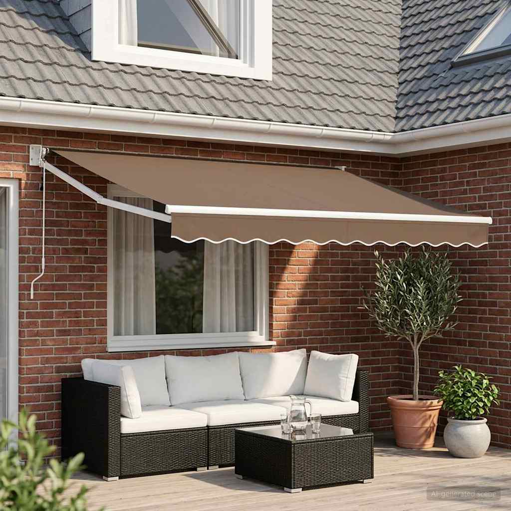 Uitschuifbare luifel Taupe 3,5 x 2,5 m Polyester en Metaal is nu te koop bij PeponiXL, paradijselijk wonen!