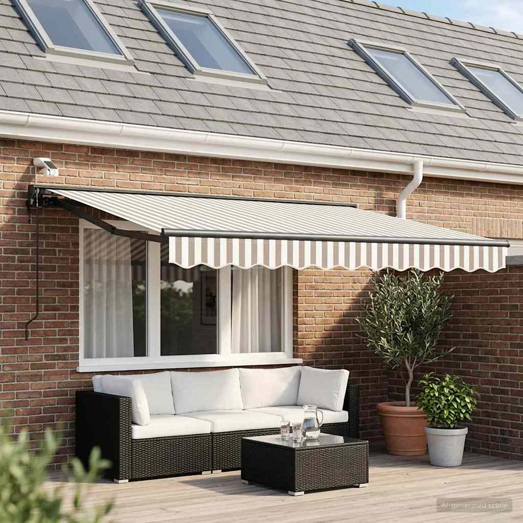 Elektrisch Uittrekbaar Zonnescherm Lichtgrijs en wit. 3 x 2,5 m is nu te koop bij PeponiXL, paradijselijk wonen!