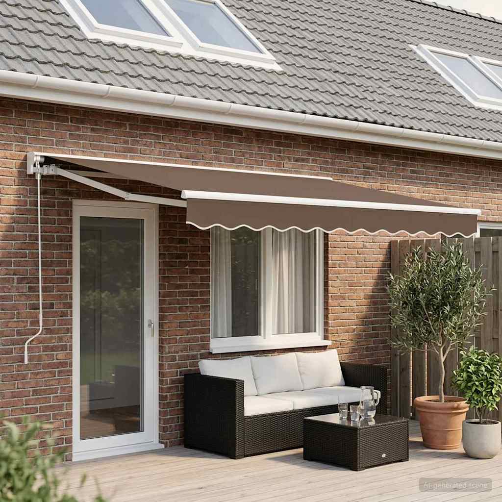 Handmatig uitschuifbare luifel Taupe 4 × 3,5 m is nu te koop bij PeponiXL, paradijselijk wonen!