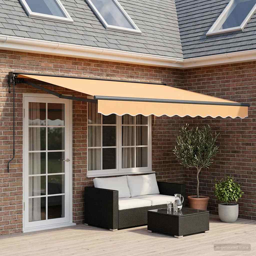 Uitschuifbare luifel Zand 4,5 × 3 m Polyester en Aluminium is nu te koop bij PeponiXL, paradijselijk wonen!