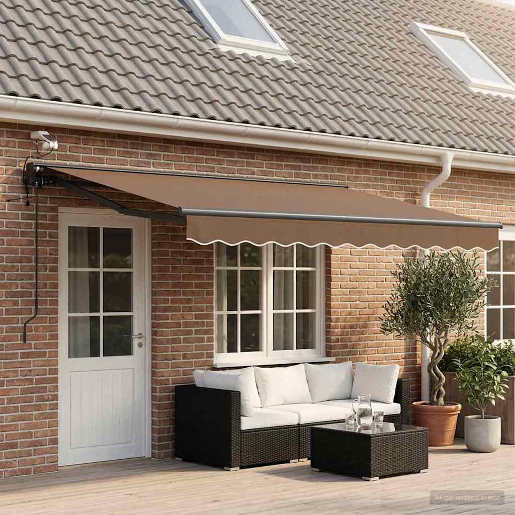 Elektrisch Uittrekbaar Zonnescherm Taupe 4,5 × 3,5 m is nu te koop bij PeponiXL, paradijselijk wonen!